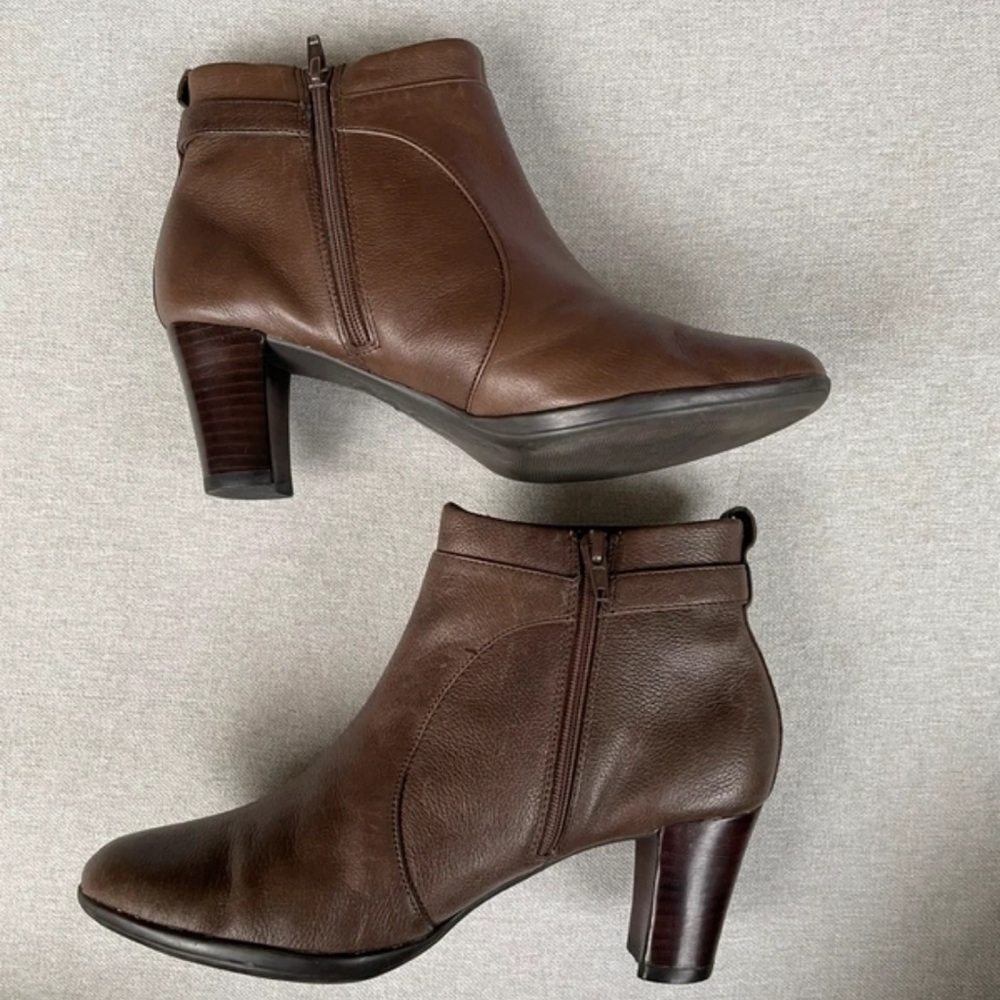 Marks & Spencer Brown Leather Ankle Boots with Side Zips